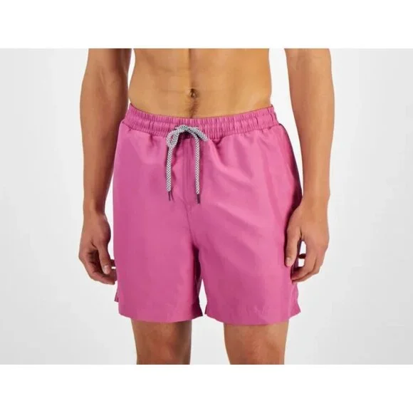 I.N.C. Men's NEW Solid Fiery Pink 5" Quick Dry Swim Shorts Trunks S Small - Picture 2 of 2
